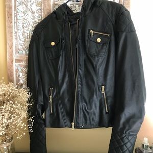 Never worn‼️Black Leather Jacket